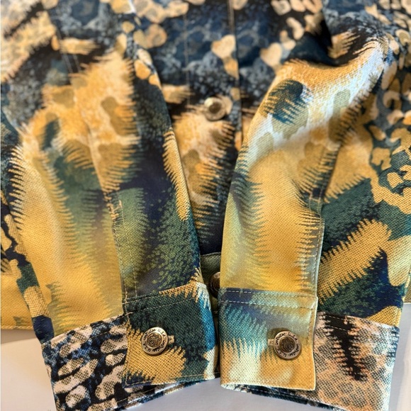 Impulse California Womens Yellow Blue Collared Button Long Sleeve Large Jacket - Picture 10 of 16